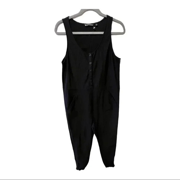 Athleta Farallon Romper Jumpsuit Sleeves Blk Sz 8 - Picture 5 of 15